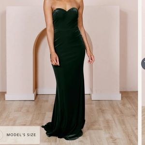 Strapless velvet dress